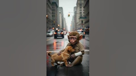 monkey or puppy ki gahri dosti 😭 #shorts #shortsfeed #shortsvideo #trending #viral #video #story #ai