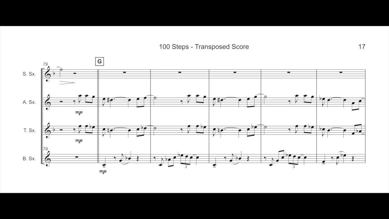 100 steps, part 1 for saxophone quartet (score) YouTube