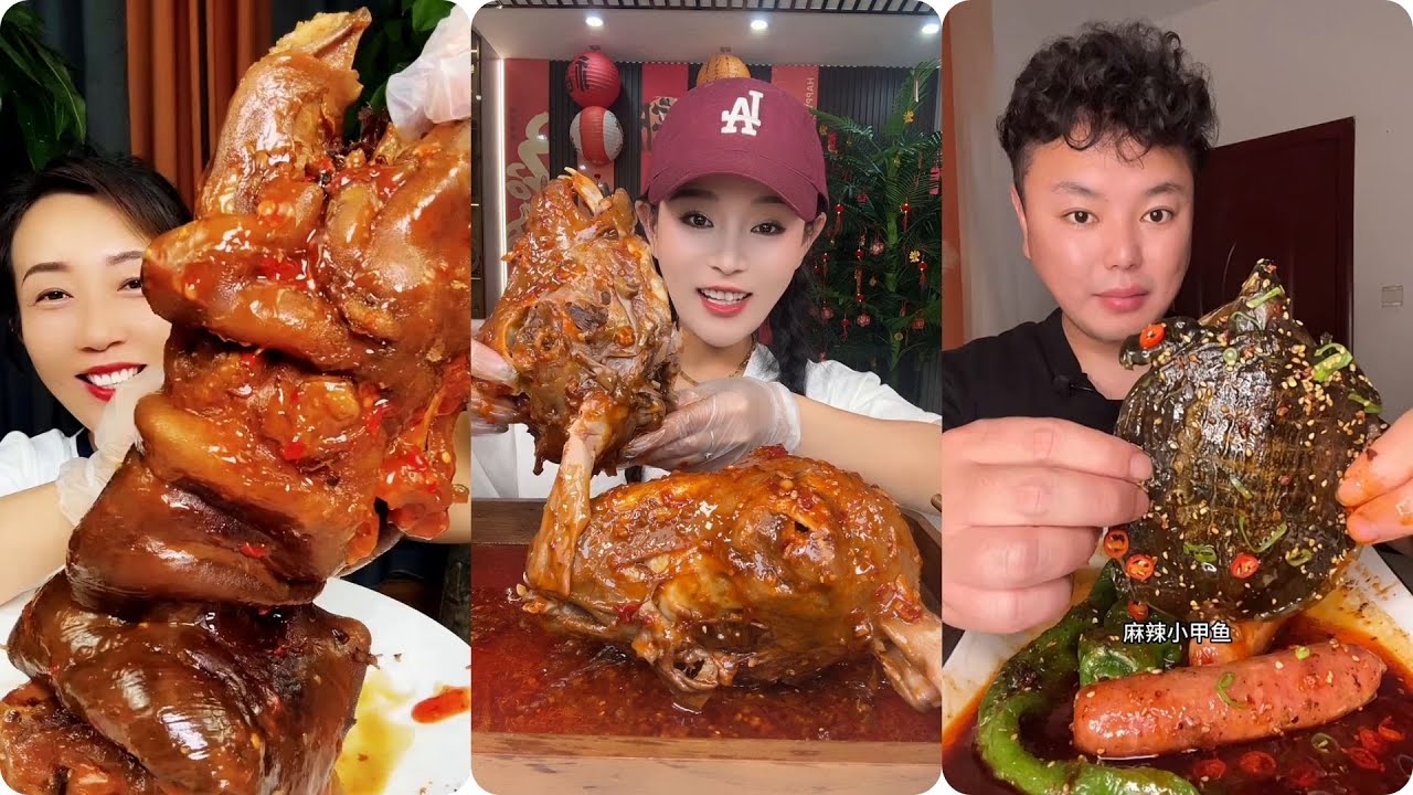 ASMR MUKBANG 먹방 모음이 팅쇼 리얼 사운드 🍖 Beef Ribs, Pork Belly & Intestine 🌶️ CHINESE FOOD EATING SHOW