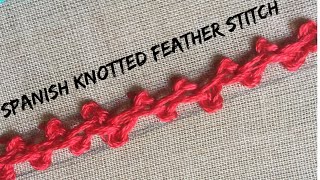 Spanish knotted feather stitch | Hand embroidery for beginners | Basic embroidery stitches | vb arts