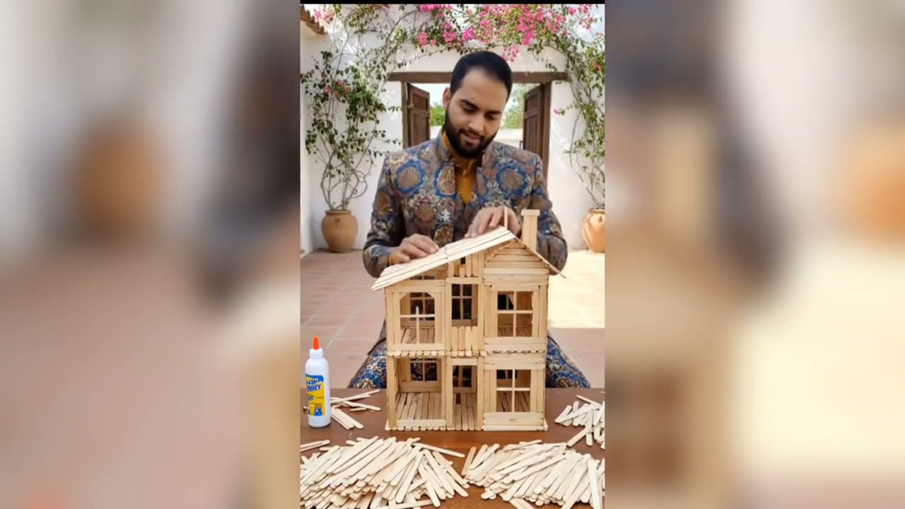 Building a Multi-Story Popsicle Stick Mansion 🏠 | World Record Mini House
