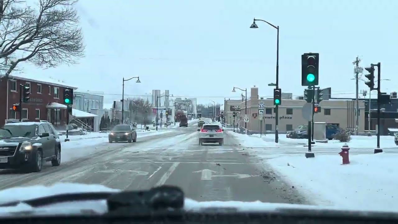 Fresh snow  slippery streets Wisconsin  Driving 