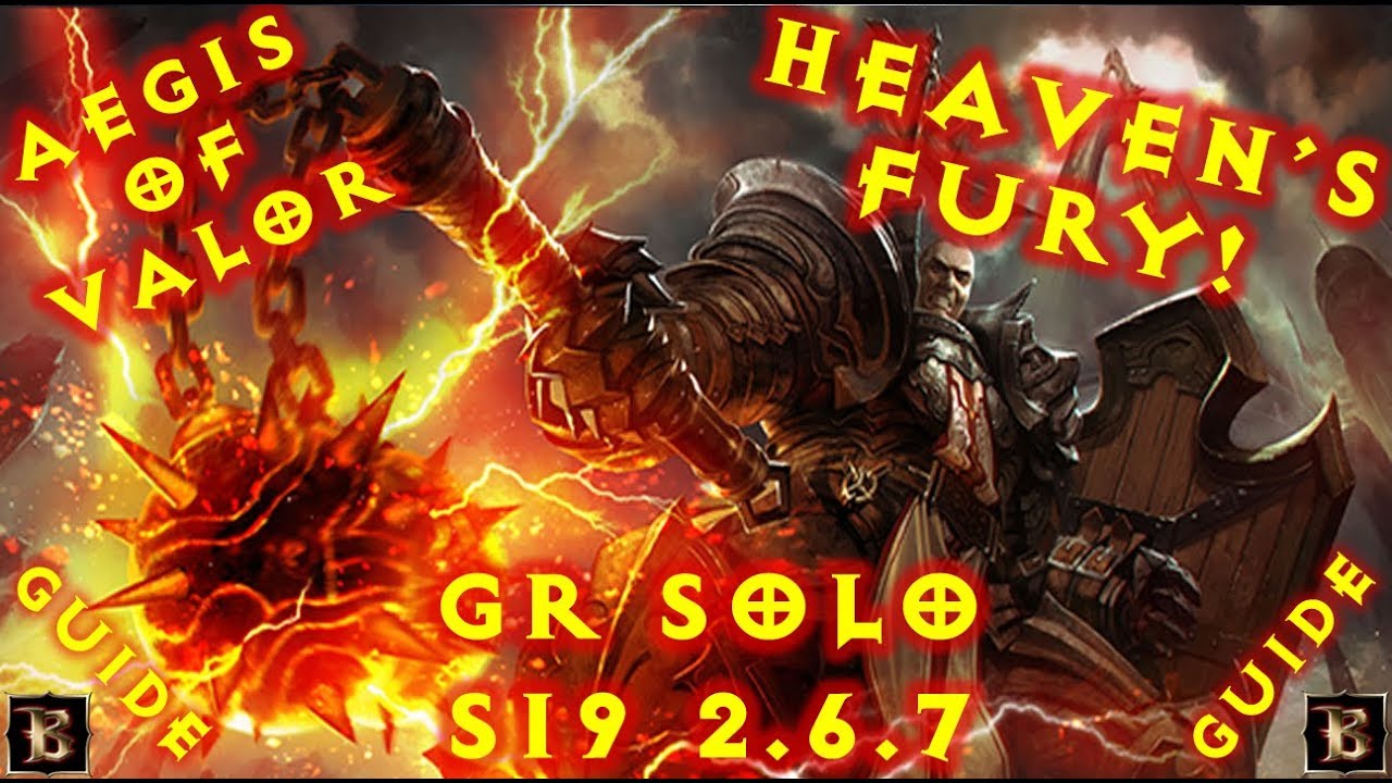 Diablo 3 S19 AoV Crusader Heavens Fury ! GR Solo Meta Build 2.6.7 - YouTube