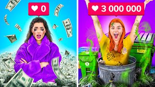 BEST HACKS HOW TO BECOME POPULAR || Rich UNPOPULAR VS Broke POPULAR by 123GO CHALLENGE