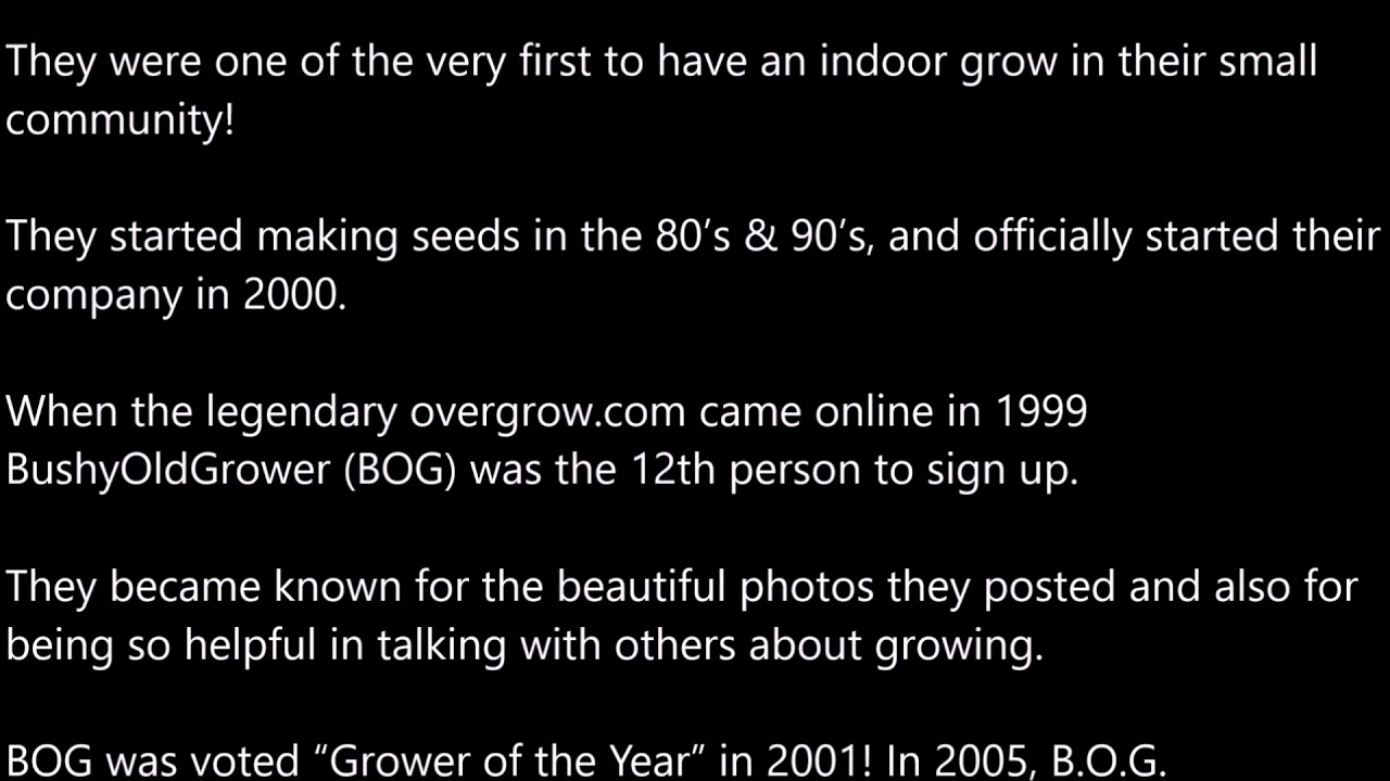 R.I.P BUSHY OLD GROWER (B.O.G.)  DECEMBER 2020