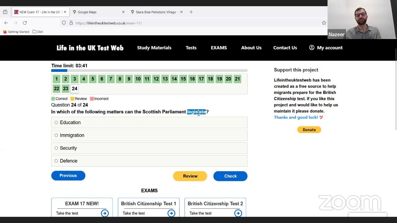 ترجمة وحل المجموعة 17 في امتحان ال Life in the UK