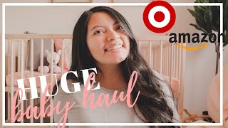 HUGE AMAZON \& TARGET BABY ESSENTIALS HAUL | BABY MUST HAVES | FIRST TIME MOM