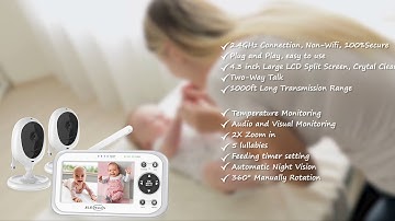 JLB7tech 963BV-2T 4.3" Split Screen Video Baby Monitor with 2 Cameras