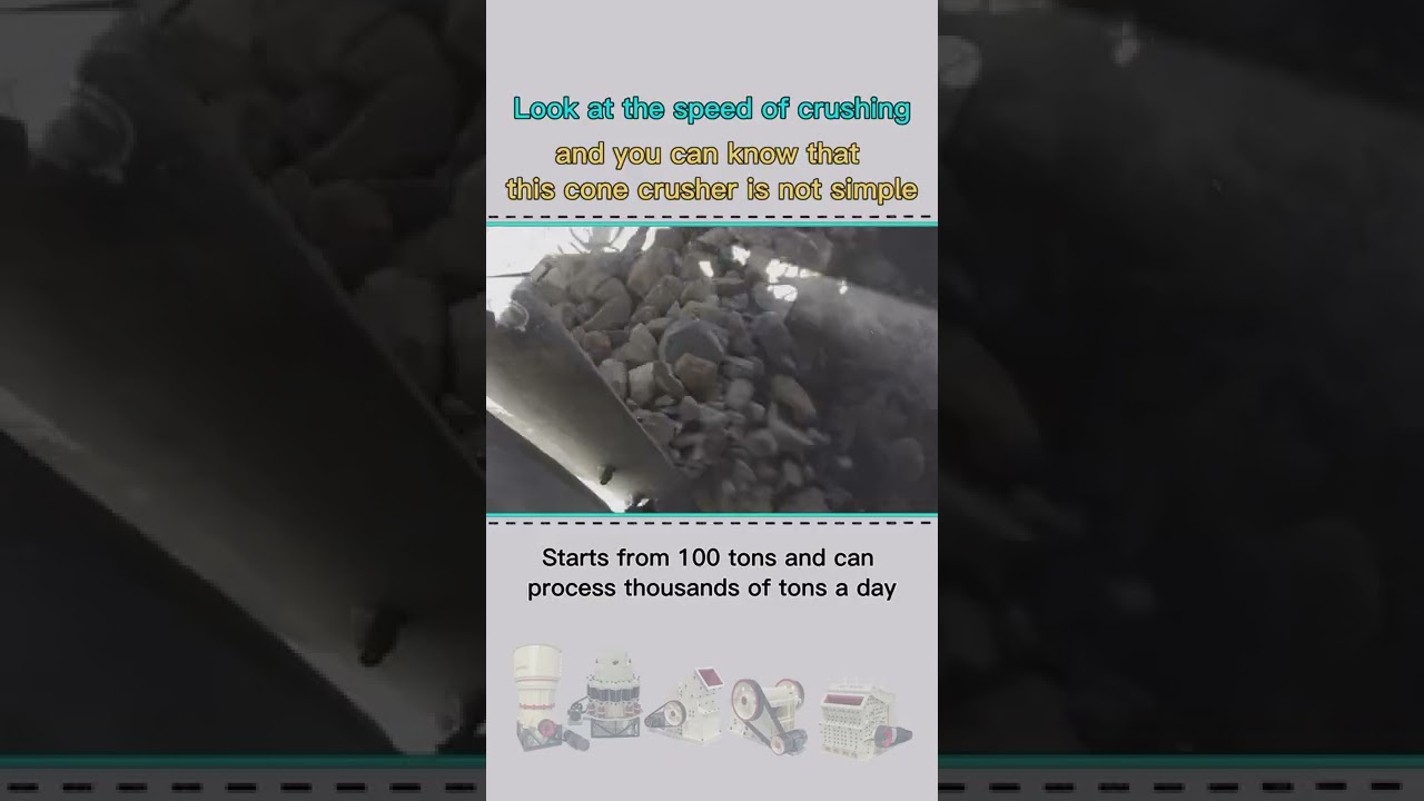 What a powerful cone crusher at work!