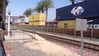 BNSF 6760 leads a Stack Train past Fullerton Station...