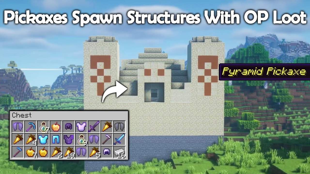 Minecraft But Pickaxes Spawn Structures With OP Loot | Mr MaXus ...