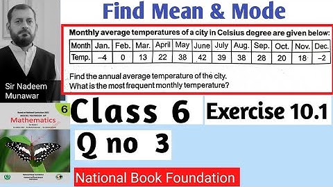 Class 6 Exercise 10.1 Q no 3 Ex 10.1 How find Mean and Mode of ungroup data NBF Sir Nadeem Munawar