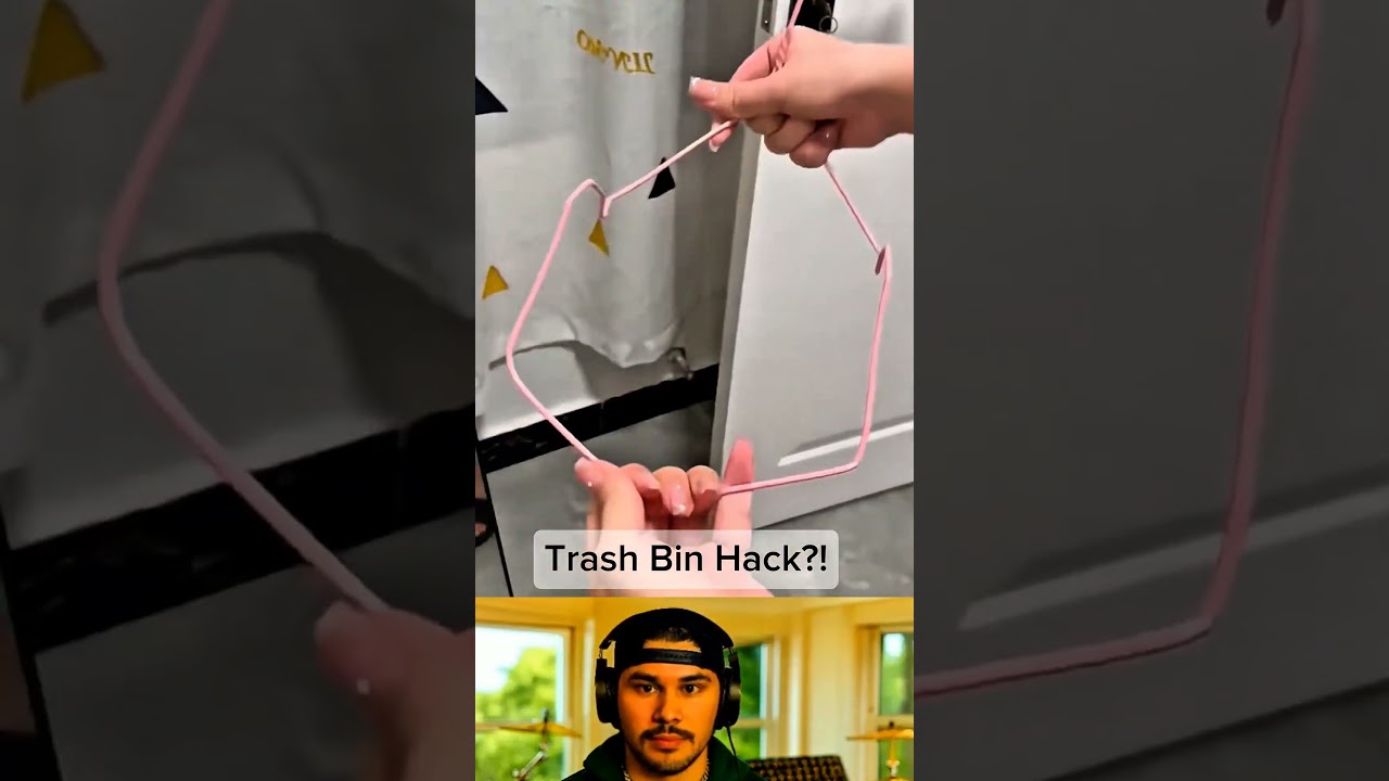 DIY Trash Bin Hack Using Hanger and Plastic Bag