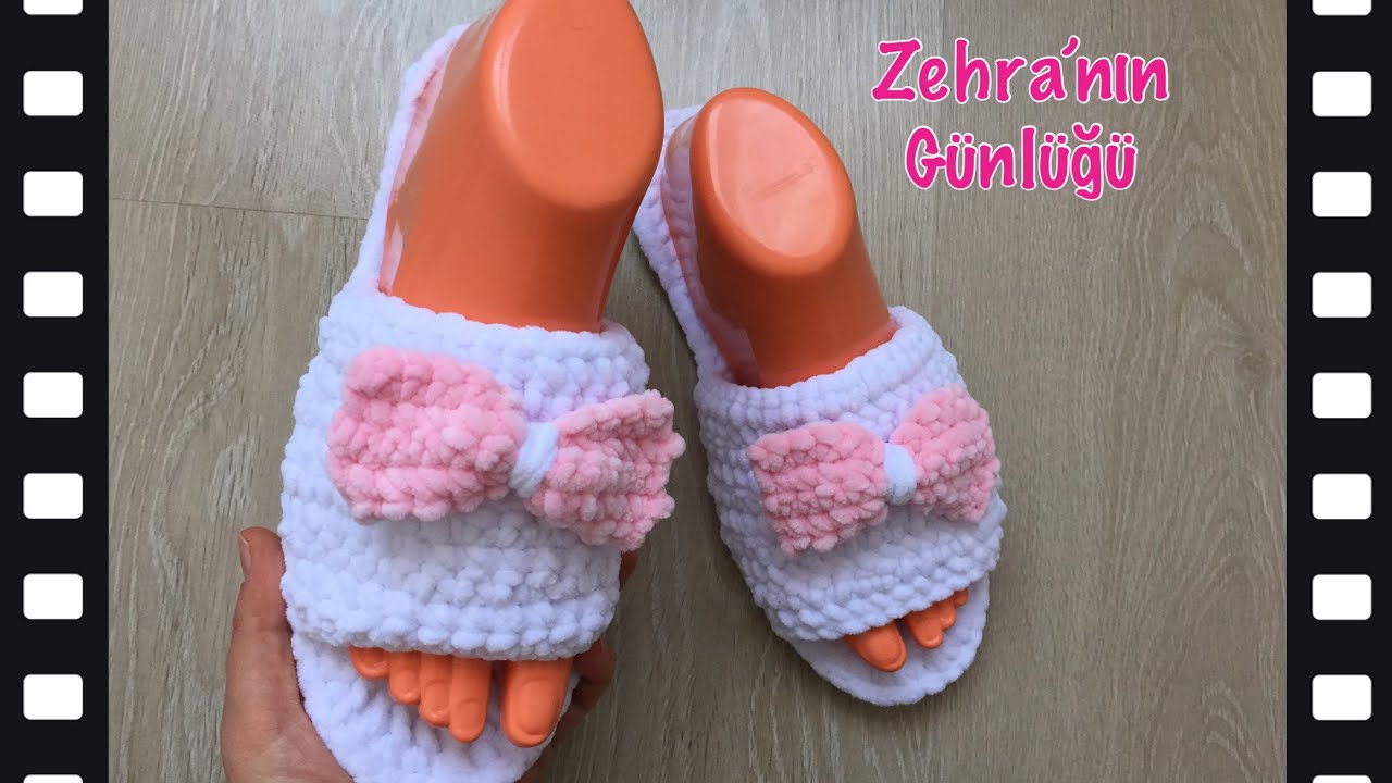 Kadife ipten kullanışlı kolay önü açık terlik yapımı