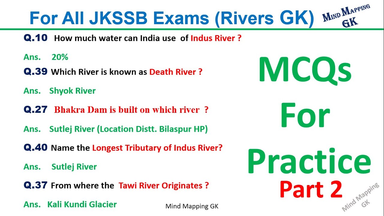 Important Rivers and Lakes for JKSSB Exams Part 2 | Important Rivers in India | Indus Water Treaty