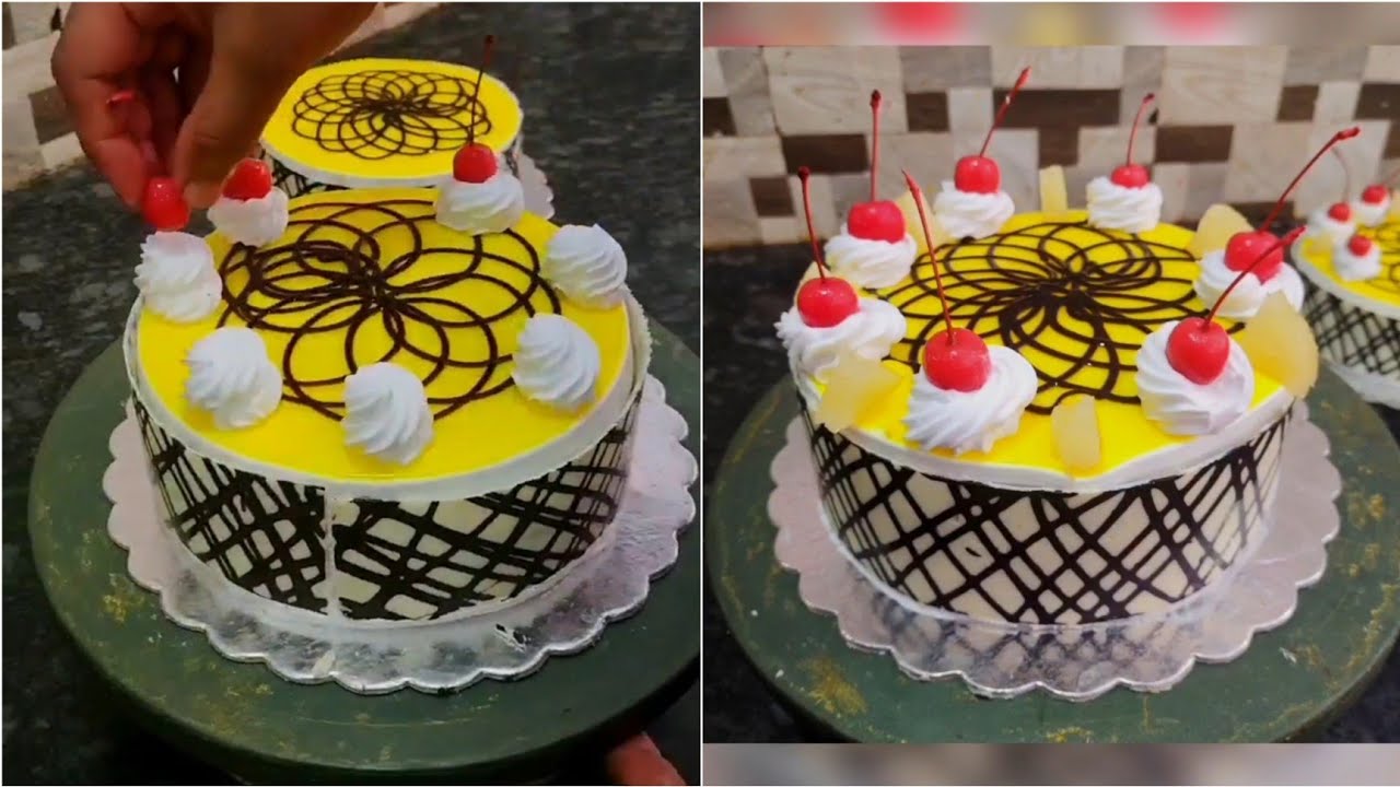 fresh cream pineapple cake recipe | pineapple cake decorating ideas | master chef imran