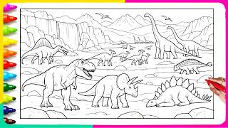 Information Coloring ULTIMATE DINO VALLEY with Markers 😍🦖 Fun & Satisfying Dinosaur Coloring Pages Guide