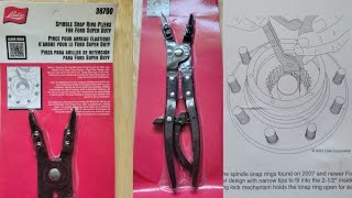 Lisle 38700 Spindle Snap Ring Pliers Ford