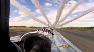 Bill Braack's Jet Car Races the GEICO Skytypers During the 2013 Wings Over North Georgia Air Show
