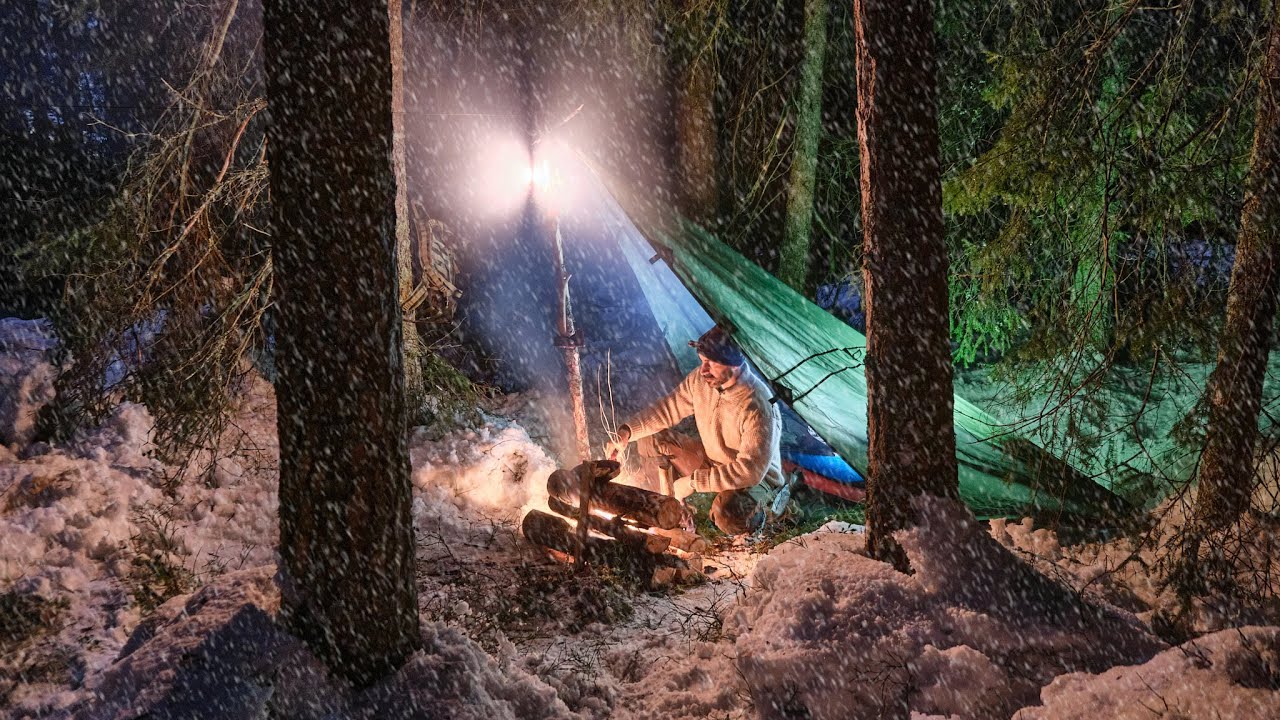 Solo Winter Survival Camping in Norway ️ | Bushcraft Shelter & Fire ...