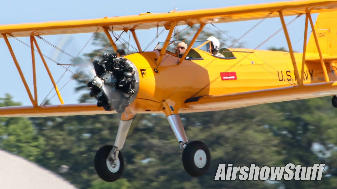 STEARMAN BI ＰＬＡＮＥ　RADIOFRYER Stearman Biplane Flybys - Wings of the North AirExpo 2021 - YouTube