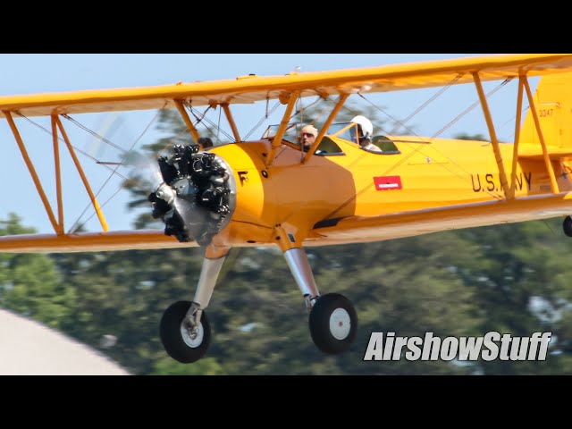 Stearman Biplane Flybys - Wings of the North AirExpo 2021 - YouTube
