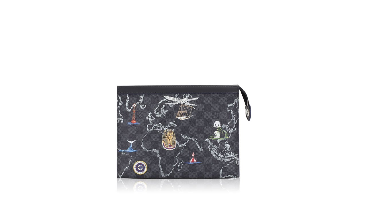 Louis Vuitton Pochette Voyage Gray Damier Graphite Black Coated