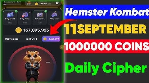 11 September Hamster Kombat daily cipher code today || 1M coins