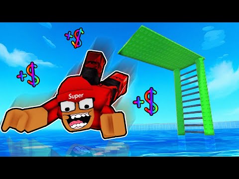 MERGULHANDO DE MUITO ALTO NO ROBLOX DIVE INTO A POOL
