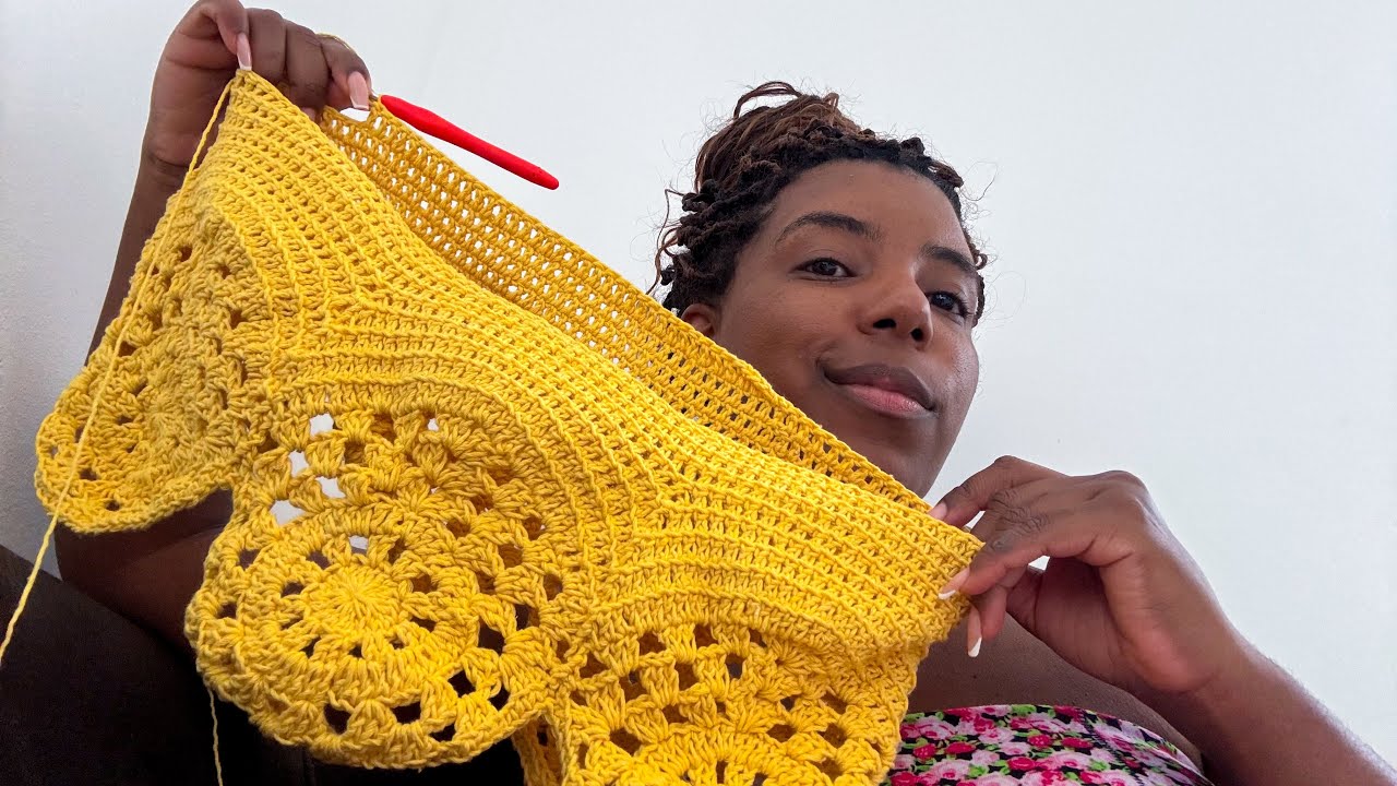 Fiz um vestido de crochê com barbante N4
