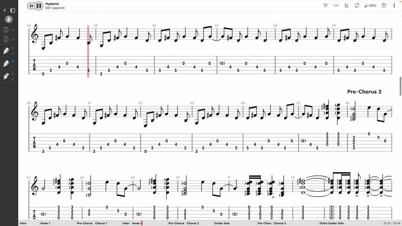Def Leppard - Hysteria (GUITAR 2 TAB PLAY ALONG) - YouTube
