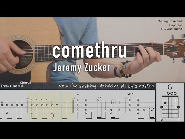 comethru - Jeremy Zucker | Fingerstyle Guitar | TAB tutorial + Chords + Lyrics