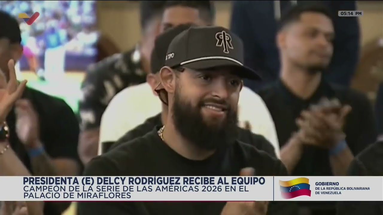 Delcy Rodríguez recibe a Navegantes del Magallanes tras ganar la Serie de las Américas 2026