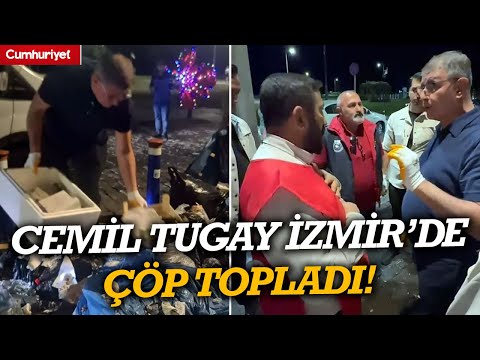 İşçiler grevde! Cemil Tugay Kordon'da çöp topladı