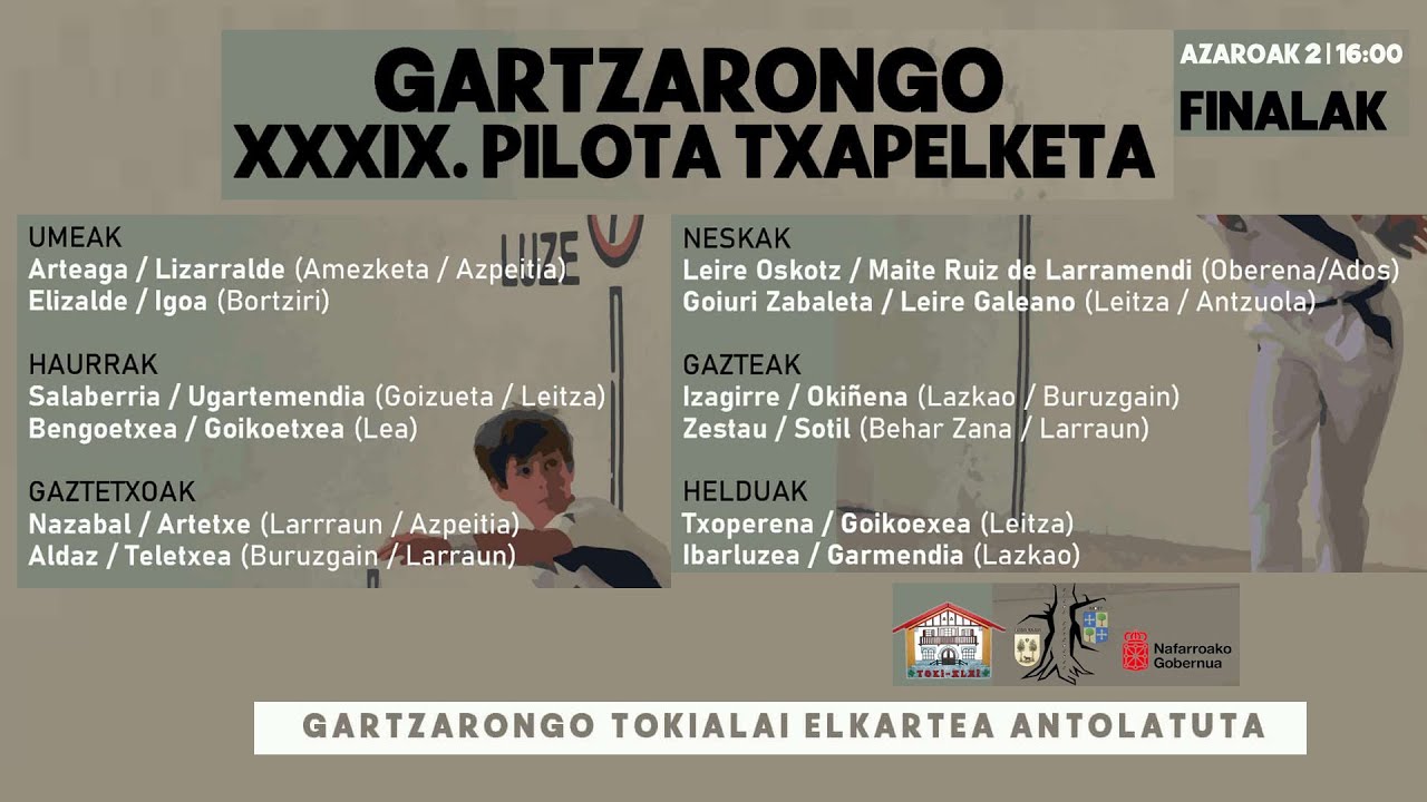 GARTZARONGO - XXXIX. PILOTA TXAPELKETA - FINALAK