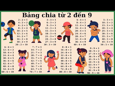 Video bảng chia từ 2 đến 9|bảng cửu chương từ 2 đến 9|cửu... - youtube