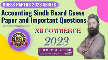 Accounting I COM Part 2 | Guess Paper & Important Question for 2023