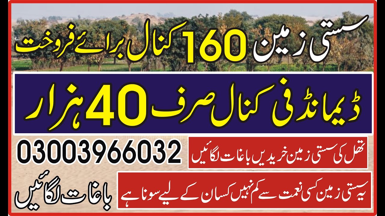 Land For Sale 160 Canal  20 Acar Zarai zameen in Noor Pur Thal | cheap for sale | zarai zameen
