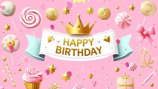 4 Hour Kid's Birthday Background | Pink, White & Aqua | Gold Crown |  Confetti screenshot 1