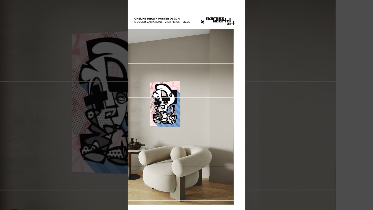 POPPA WHOPPA | One line modern abstract fine art poster red and blue