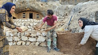 Building a Cave House in the Mountains | Stone Stairs & Building a Trash Bin | Real Nomadic Life