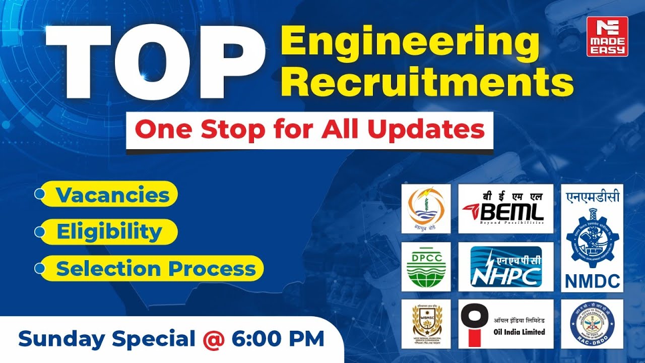 TOP Govt Engineering Jobs 2025 | Vacancies, Eligibility & Selection Process | BEML, NHPC, DRDO, NMDC