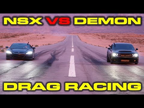 scenic-drag-race!-840hp-dodge-demon-vs-acura-nsx-1/4-mile-drag-and-roll-races-at-the-sema-show