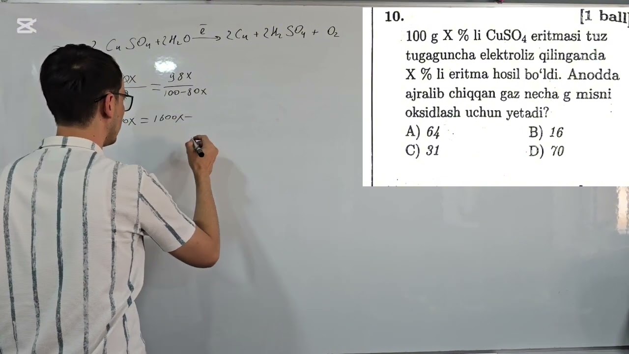 Milliy sertifikat 1-variant 10-savol #chemistry #kimyo #milliysertifikat #chemlab 