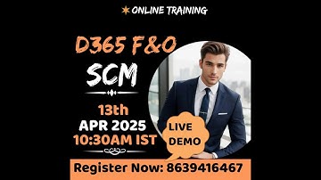 Dynamics 365 F&O -SUPPLY CHAIN MANAGEMENT Training-FREE DEMO