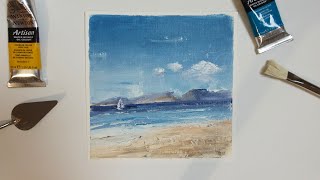 How to Paint a Minimalistic Seascape in Oils with a Palette Knife | Beginner Friendly Tutorial