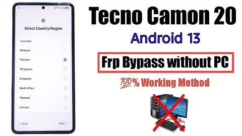 Tecno Camon 20 Android 13 FRP Bypass WITHOUT PC (Educational, Owners Only)