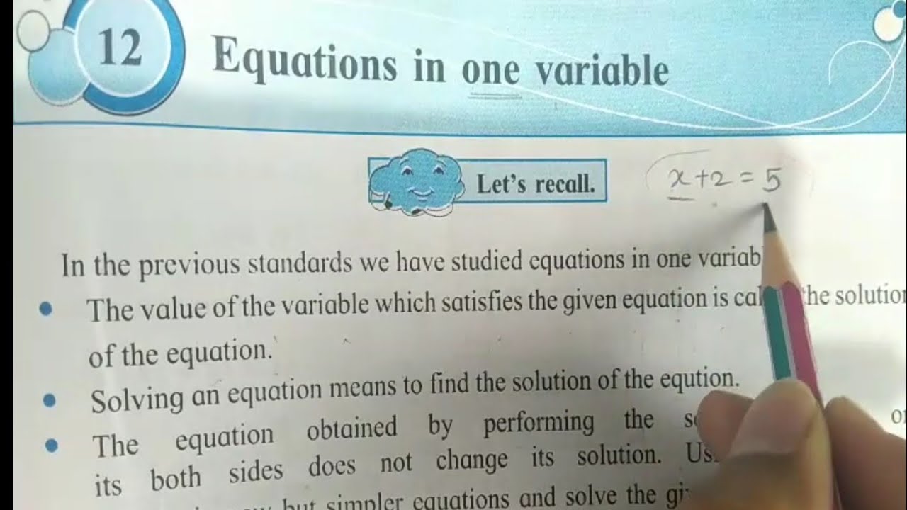 Class-8th Maths||Equations in one variable|| chapter-12 Introduction ...