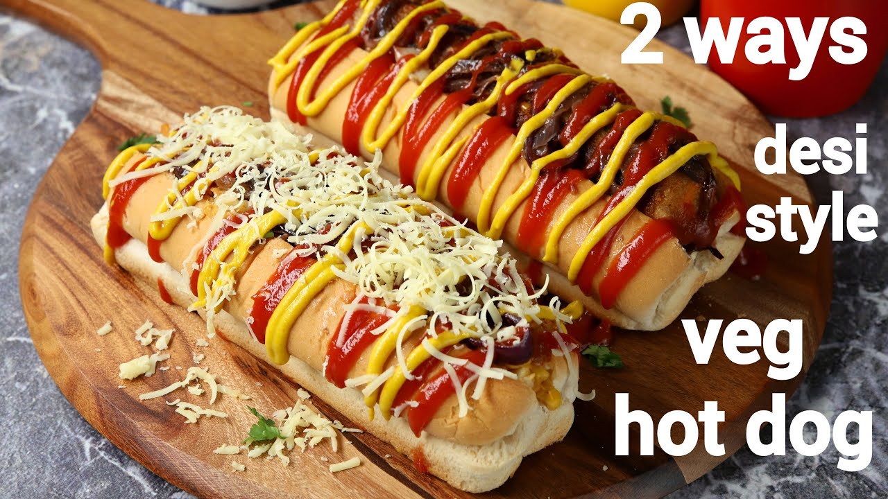 hot dog recipes, 2 ways desi veg hot dog, homemade aloo paneer hot dog