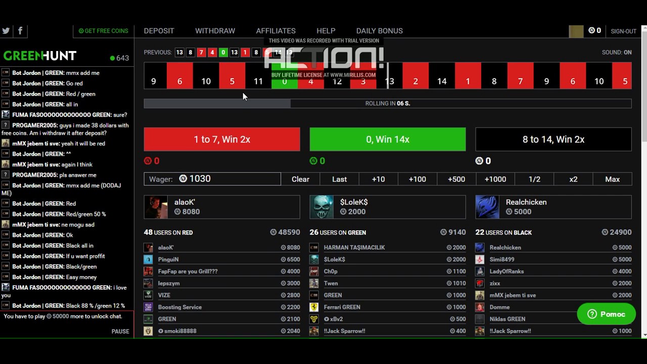 NEW ROULETTE | GREENHUNT | FREE COINS!!!